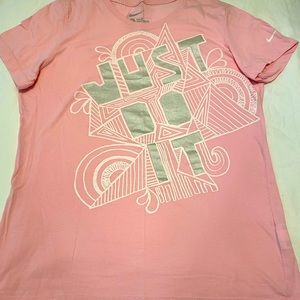 Womens Nike Slim Fit T-shirt Just Do It Size L Pink